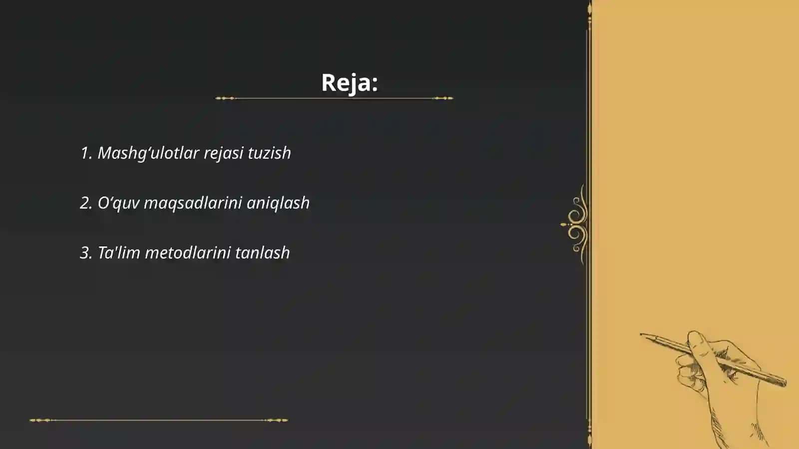 Mashgʻulotni tashkil etish texnologiyasi 2