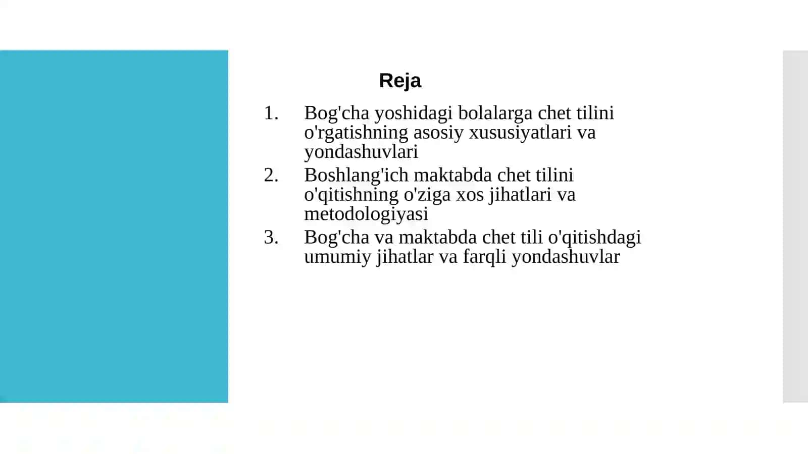 Bog'cha va maktabda chet tili o'qitish-o'xshashlik va farqlar 2