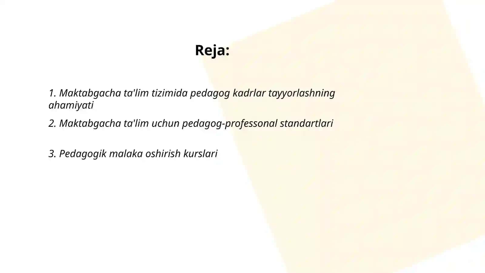 Maktabgacha ta'lim tizimida kadrlarni tayyorlash va sohaga qabul qilishga qoʻyiladigan talablar 2
