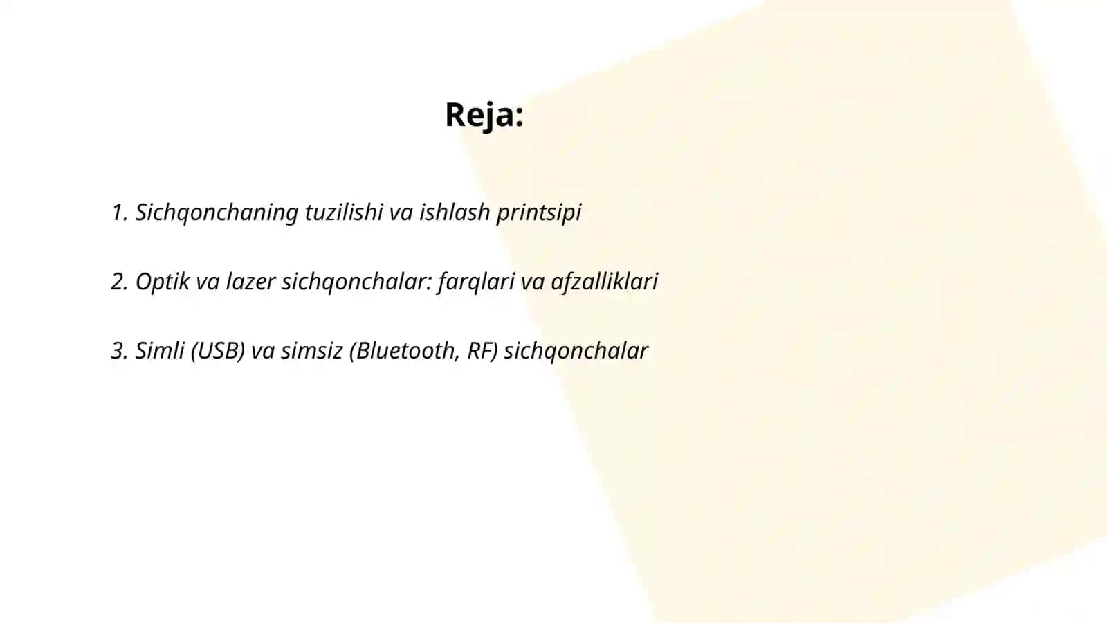 Sichqoncha va boshqa monopulyator qurilmalar 2