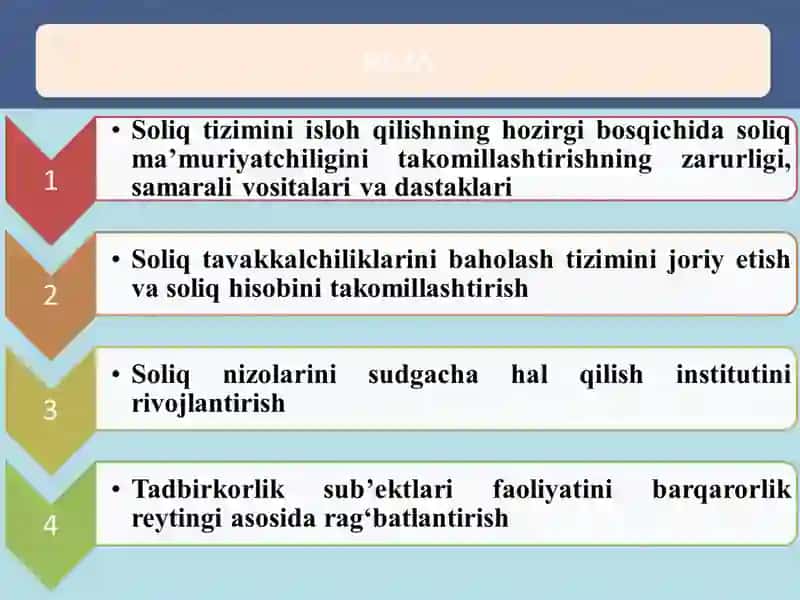 O’zbekiston Respublikasida soliq ma’muriyatchiligini takomillashtirishning strategik asoslari 2