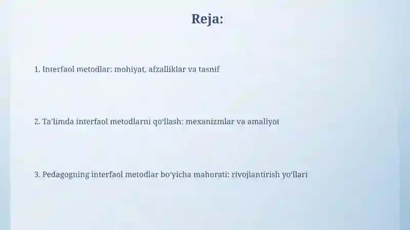 Interfaol metodlar va ularni qo'llash mahorati 2