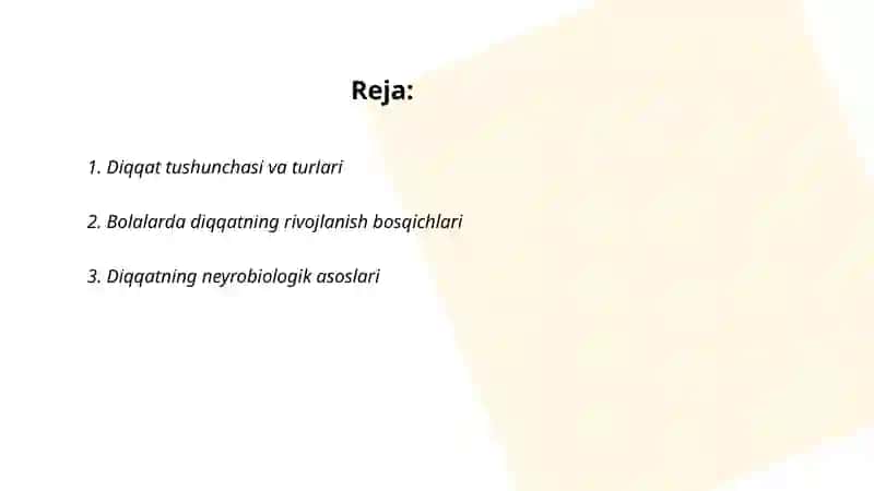 Diqqatni rivojlanishi va buzilishi 2