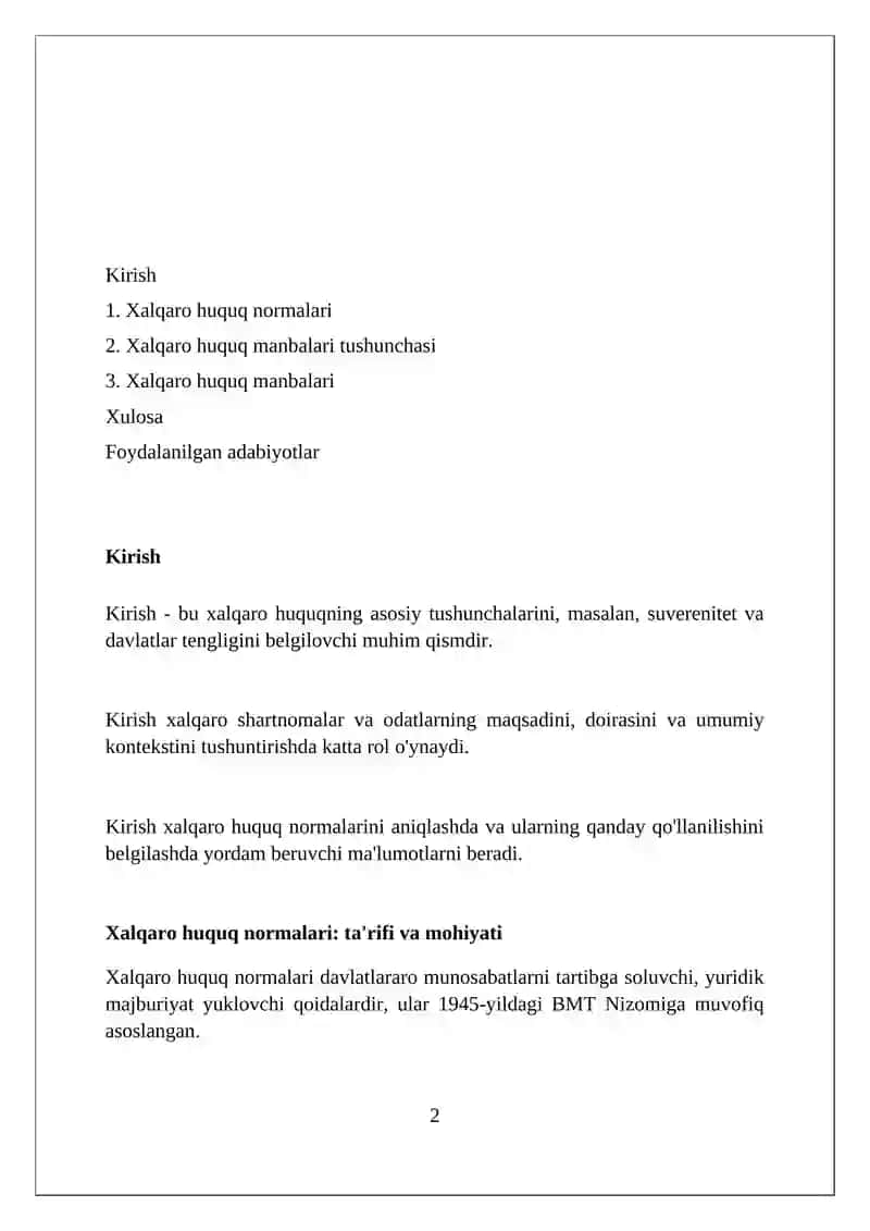 Xalqaro xuquq normalari. Xalqaro xuquq manbalari tushunchalari 2
