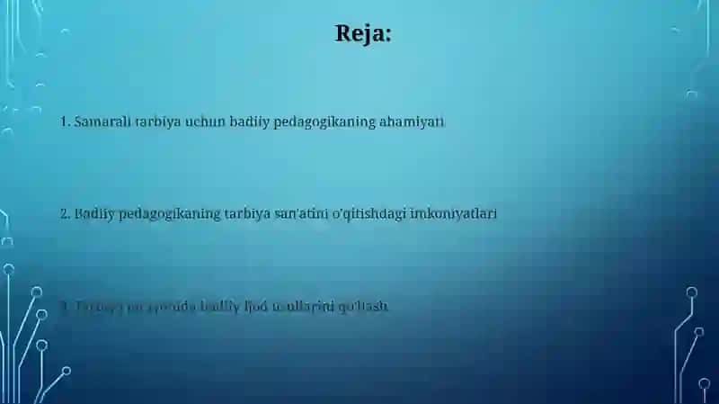 Tarbiya fani o‘qitishda badiiy pedagogika imkoniyatlaridan foydalanish 2
