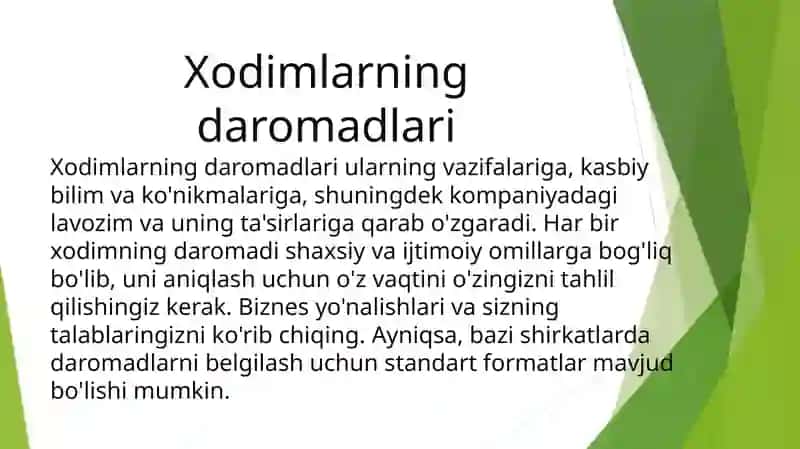 Xodimlarning daromadlari 2