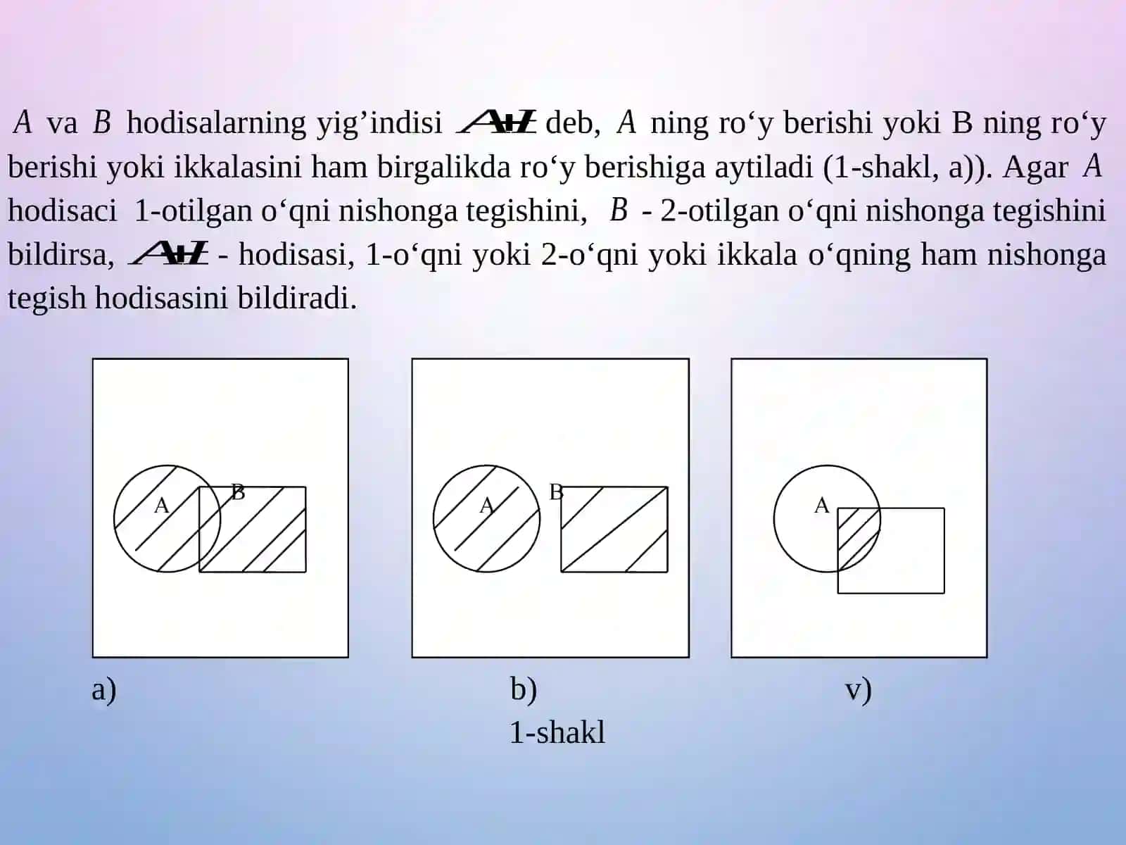Ehtimollarni qo‘shish va ko‘paytirish teoremalari 2
