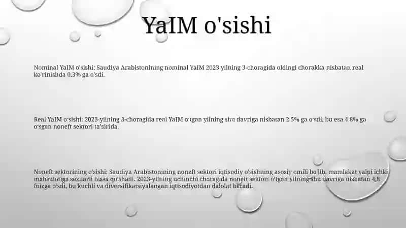 Saudiya Arabistonining Makroiqtisodiy KoʻRsatkichlari Tahlili 2