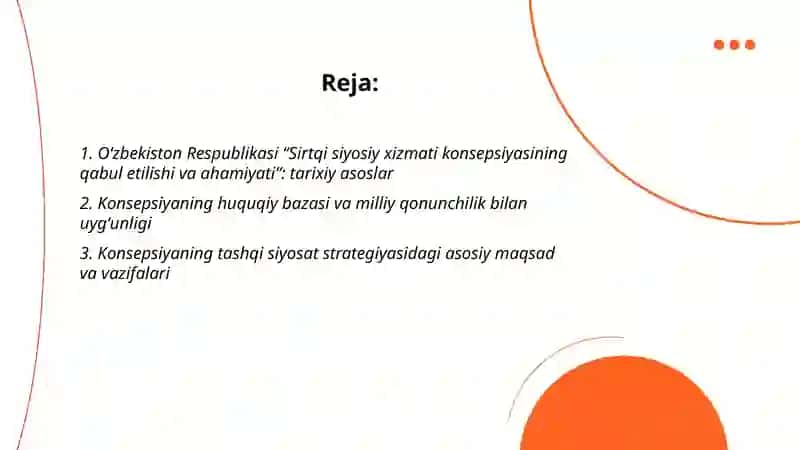 Oʻzbekiston Respublikasi “Sirtqi siyosiy xizmati konsepsiyasining qabul etilishi va ahamiyati”: tarixiy asoslar 2