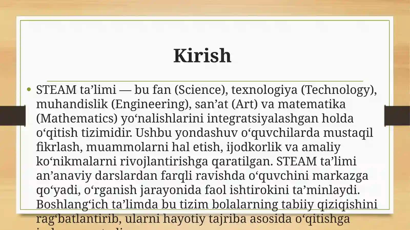 Boshlangichta’limda STEAM talim texnalogiyasini qo’llash 2