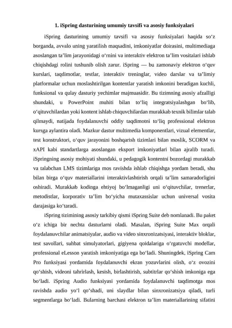 iSPRING dasturi va uning imkoniyatlari 2