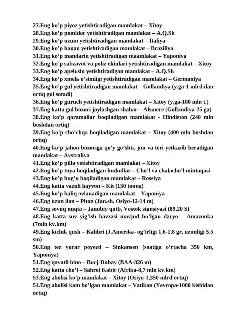 Geografik qiziqarli ma’lumotlar 2