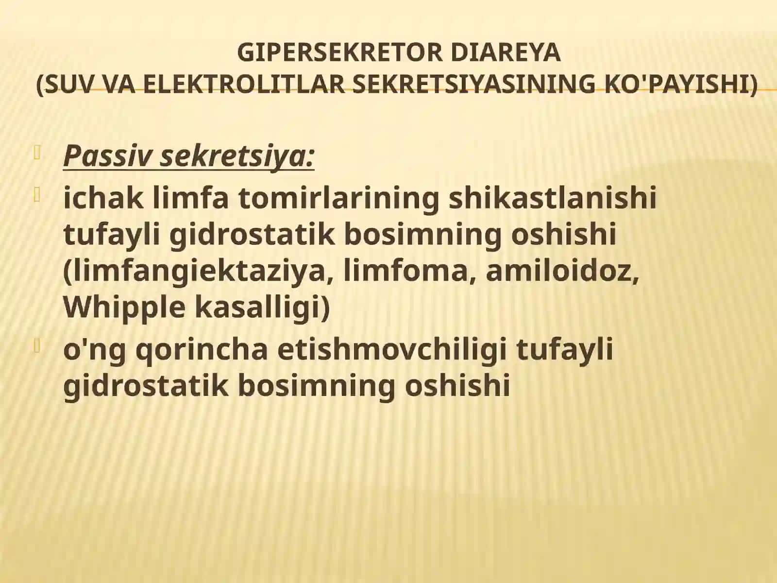 Diareya sindromli kasalliklarni differentsial diagnostikasi va davolash tamoyillari 2