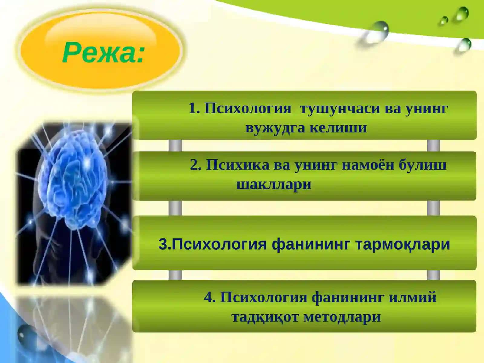 ПСИХОЛОГИЯ ФАНИНИНГ ПРЕДМЕТИ, МАҚСАД ВА ВАЗИФАЛАРИ 2