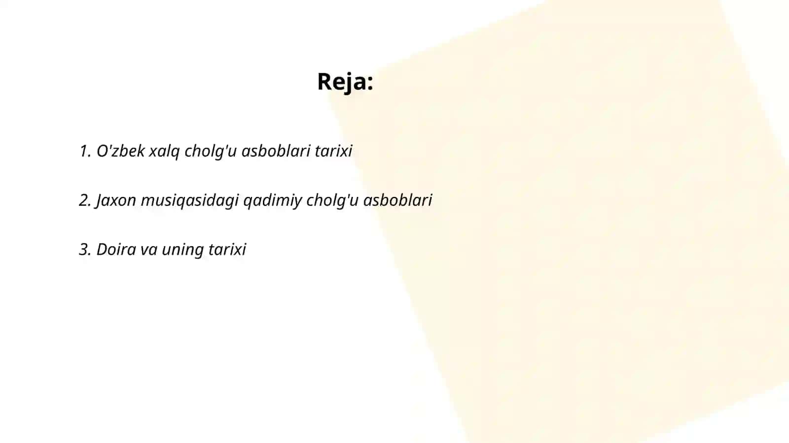 O'zbek va jaxon cholg'u asboblari tarixi 2