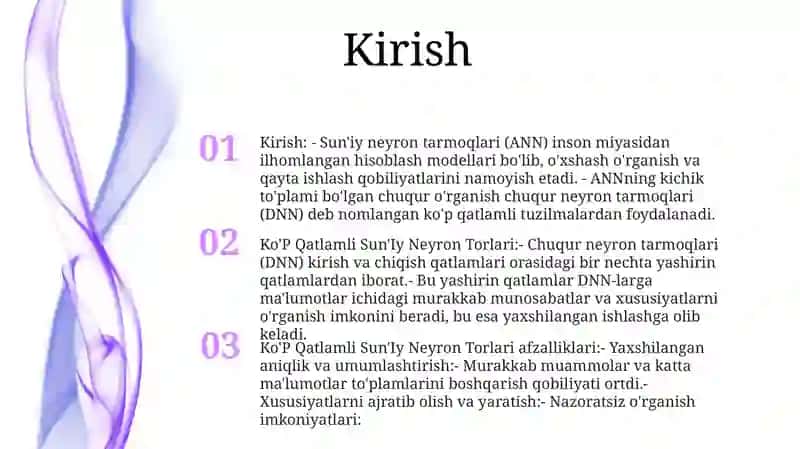 Ko'P Qatlamli Sun'Iy Neyron Torlari 2