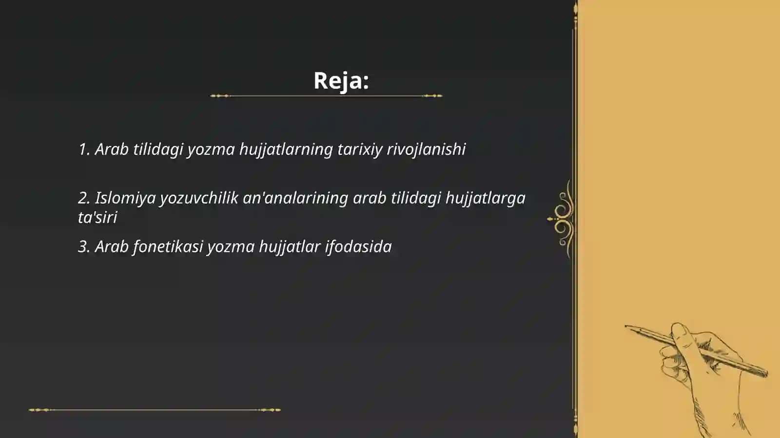 Arab tilidagi yozma xujatlar 2