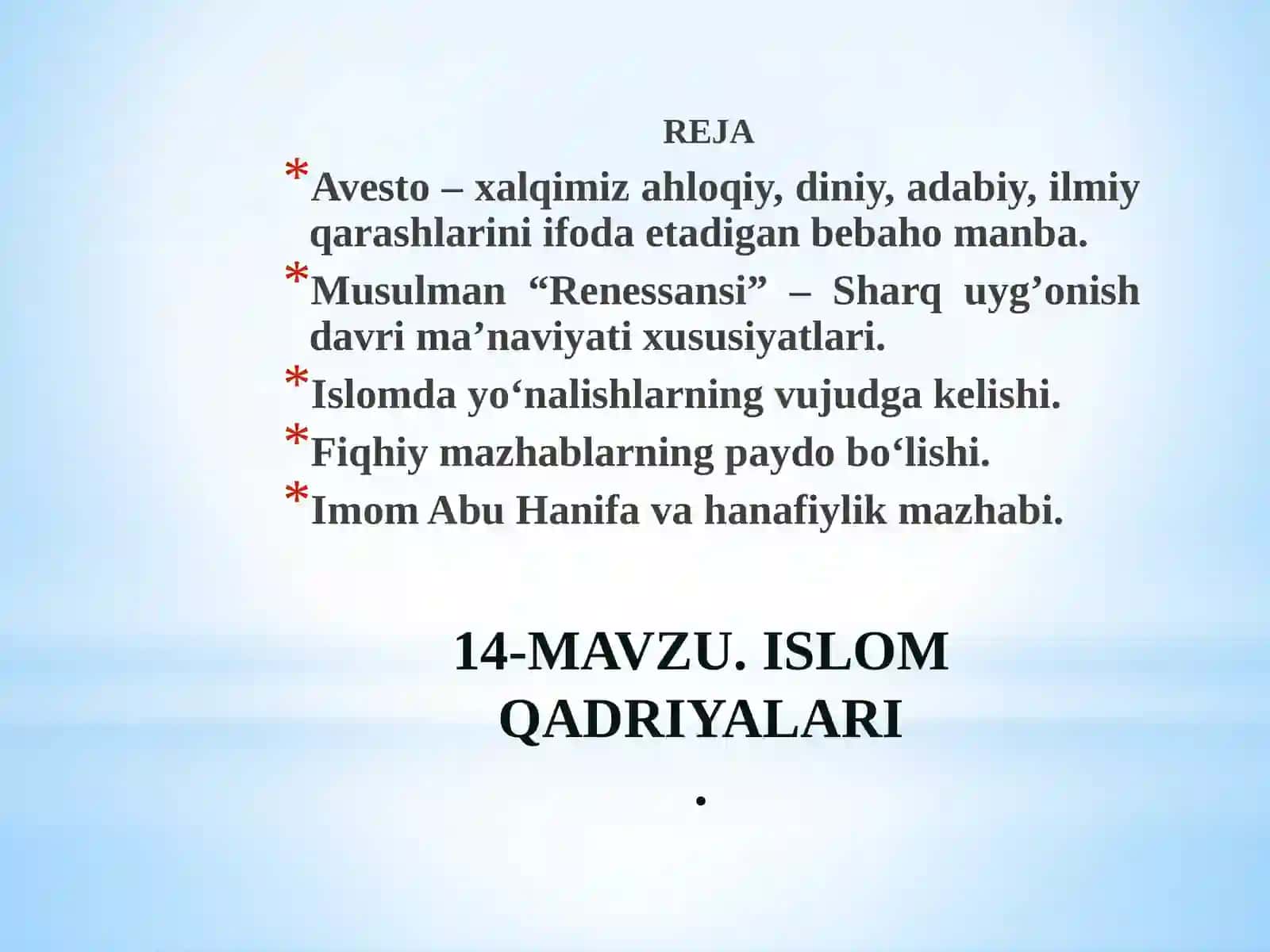 ISLOM QADRIYALARI 2