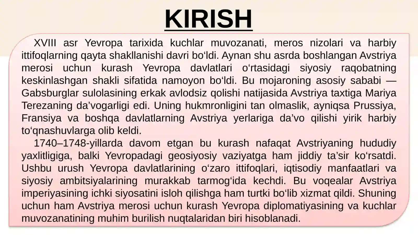 AVSTRIYA MEROSI UCHUN KURASH 2