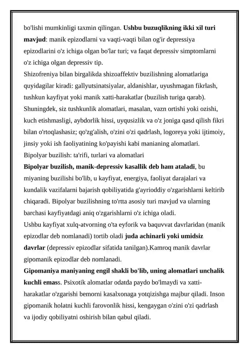 Shizoaffektiv buzilish 2