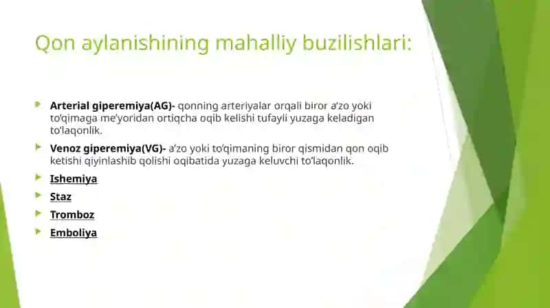 Ishemiya. Staz. Tromboz. Emboliya. 2
