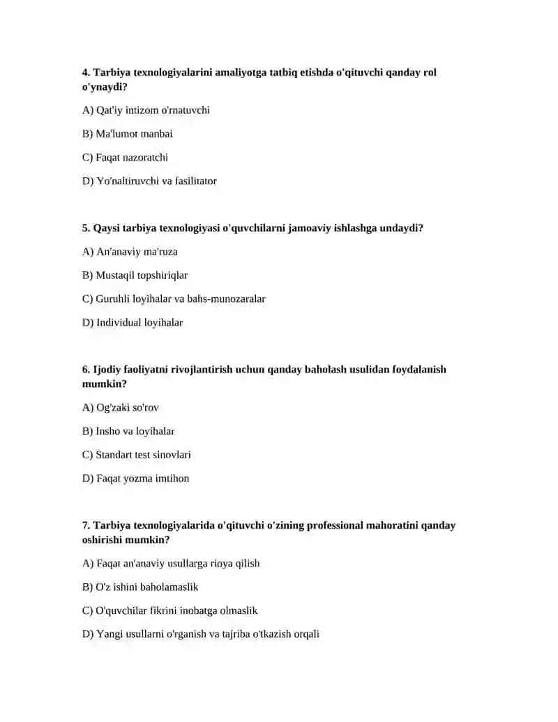 Tarbiya texnalogiyalari asosida o'qituvchining ijodiy faoliyatini olib borish 2