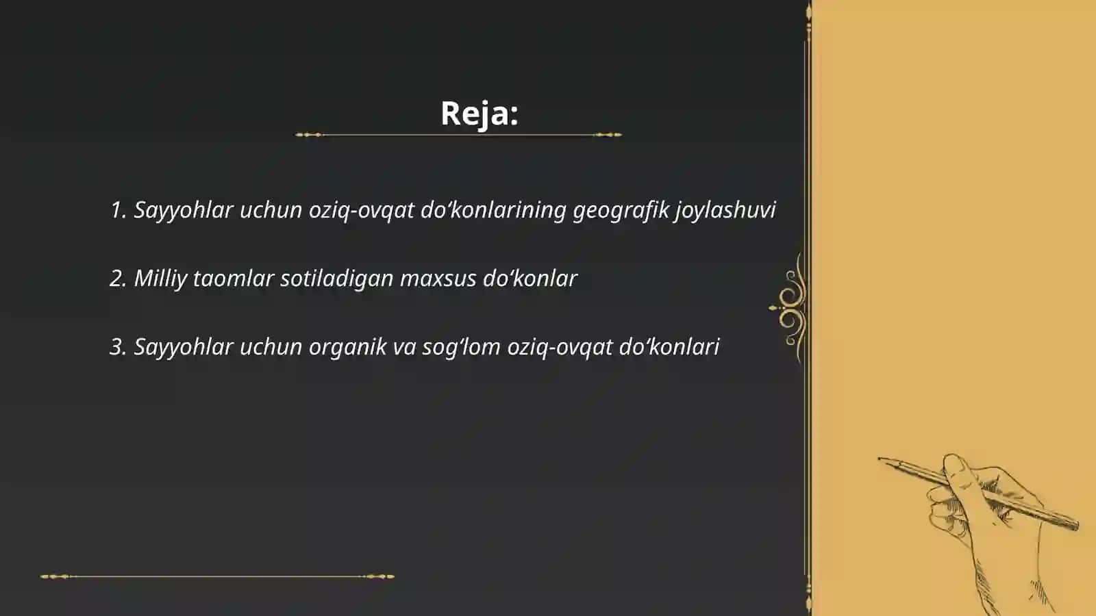 Sayyohlar uchun oziq-ovqat do‘konlarining geografik joylashuvi 2