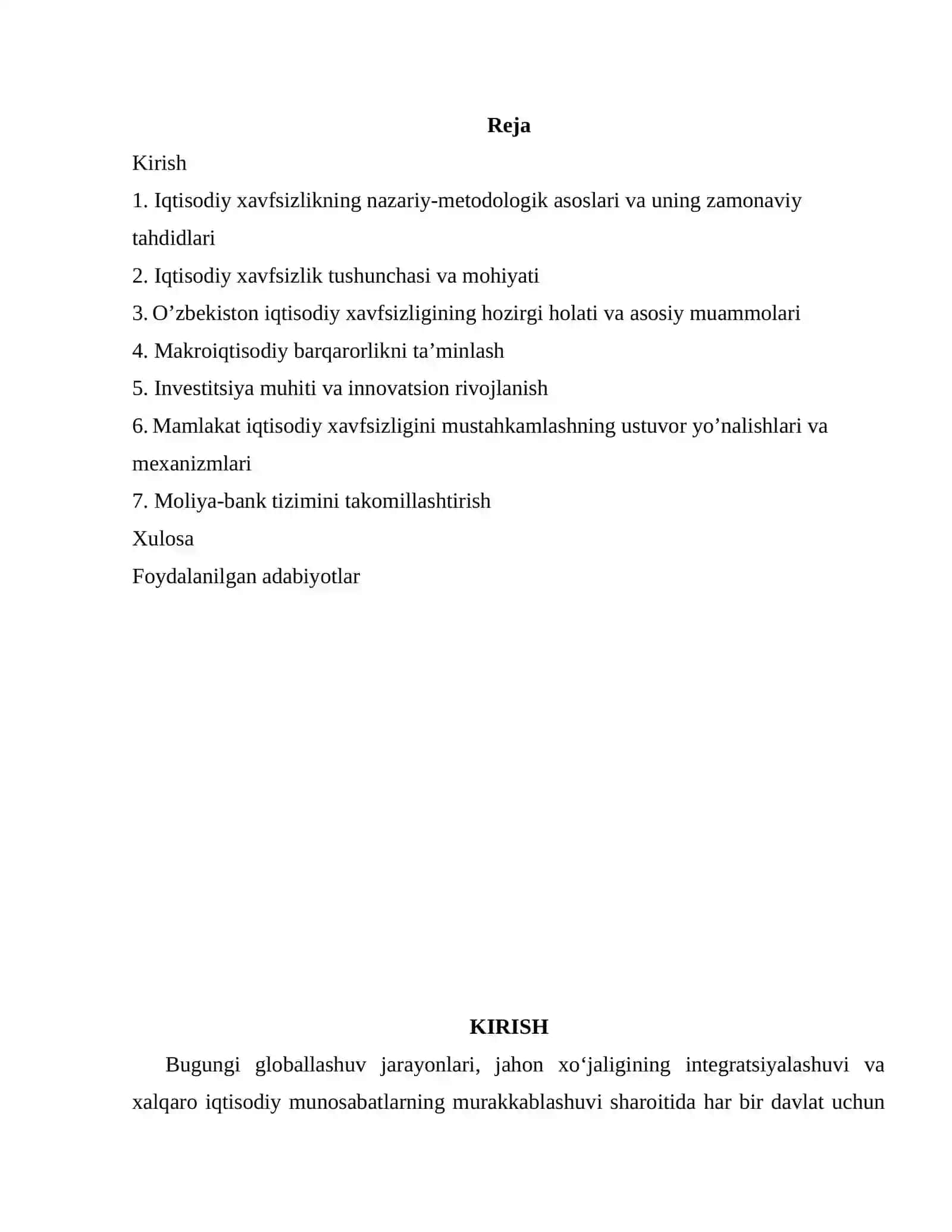 IQTISODIYOT NAZARIYASI FANIDAN KURS ISHI 2
