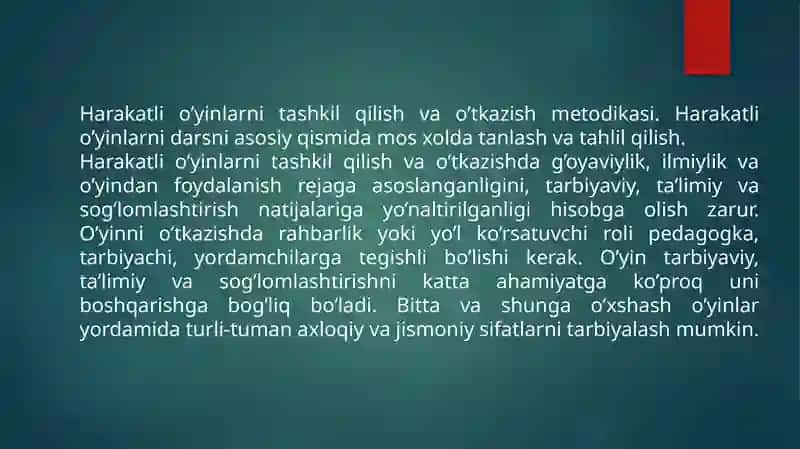 Xalq harakatli o'yinlarini tashkillashtirish va o'tkazish metodikasi 2