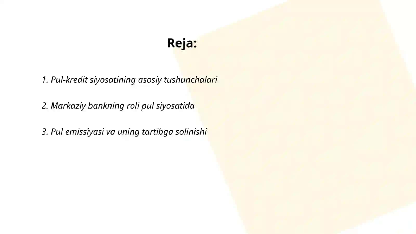 Ózbekiston Respublikasida pul va kiridit siyosati 2