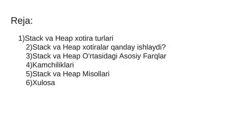 Stack va Heap Xotiralarning Farqi: Katta Sur'atli Ma'lumotlar Boshqaruvi 2