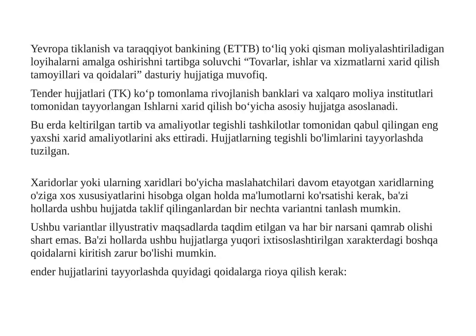 AVTOMOBIL YO‘LLARINI LOYIHALASH BO‘YICHA TANLOV (TENDER) SAVDOLARIGA QATNASHISH UCHUN QO‘YILADIGAN TALABALAR 2