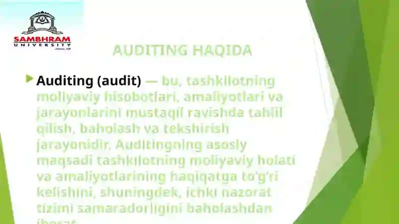 AUDITNING ASOSIY MAQSADI NIMALARDAN IBORAT? 2