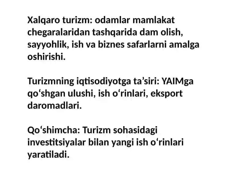 Xalqaro turizmni rivojlantirish 2