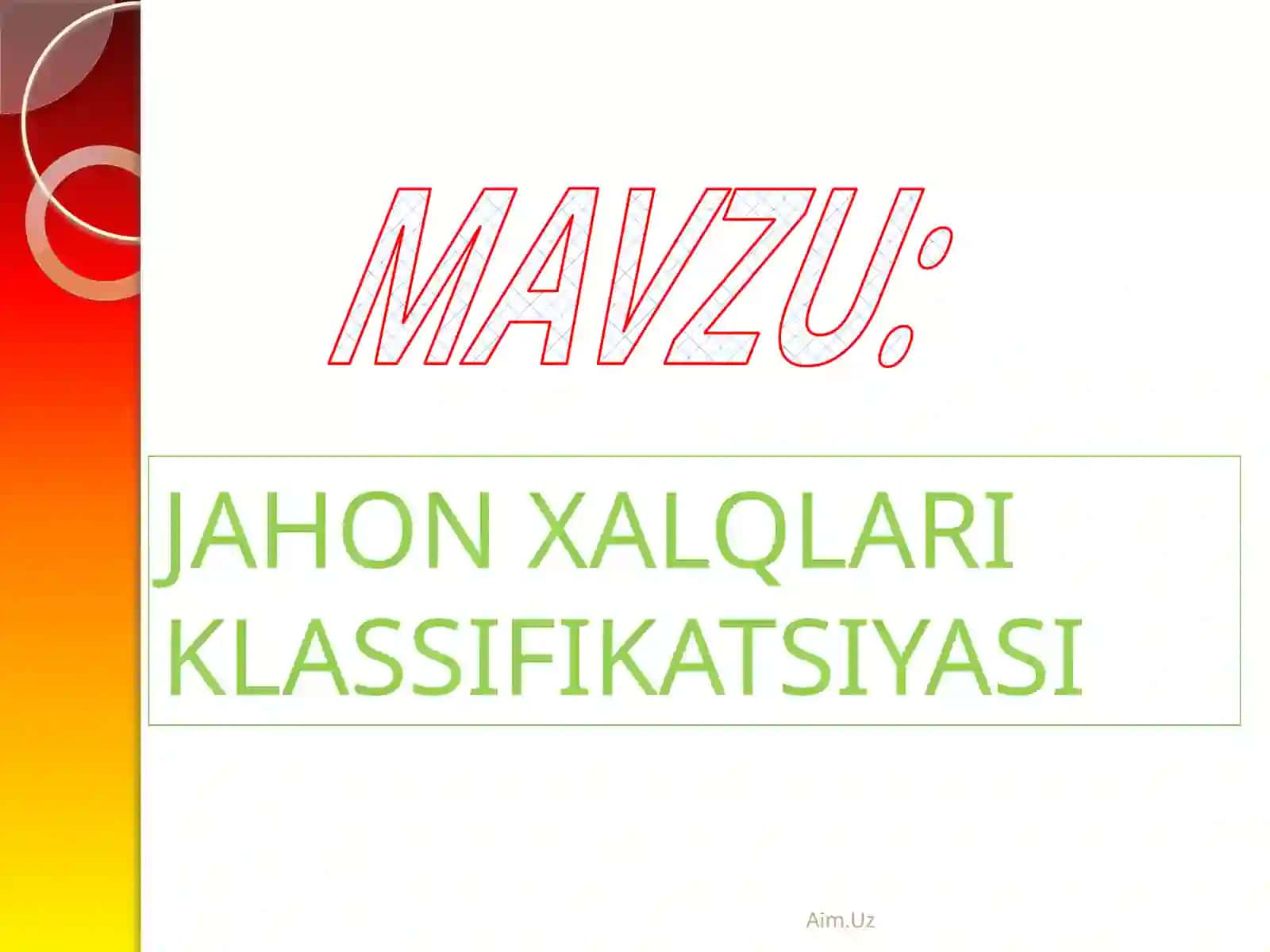 JAHON XALQLARI KLASSIFIKATSIYASI 2