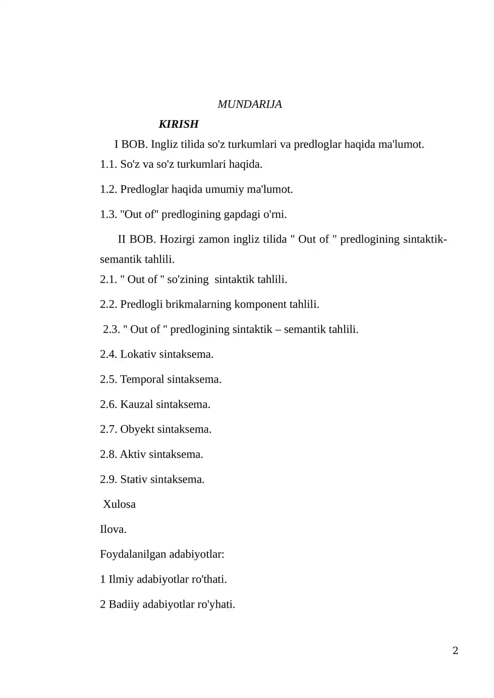 Ingliz tilida so'z turkumlari va predloglar haqida ma'lumot 2