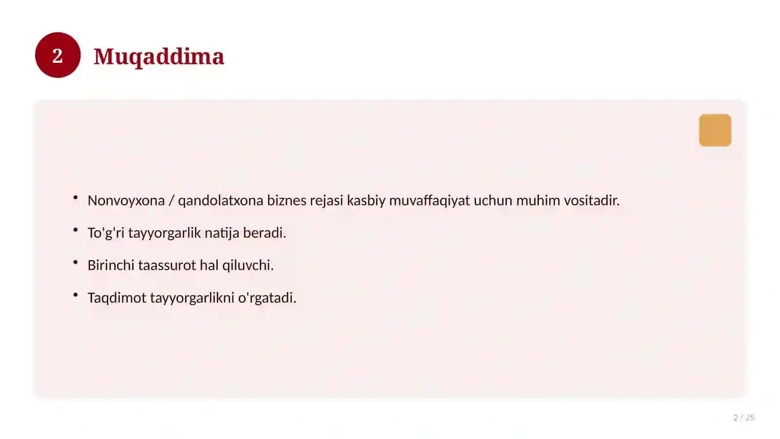 Nonvoyxona / qandolatxona biznes rejasi 2