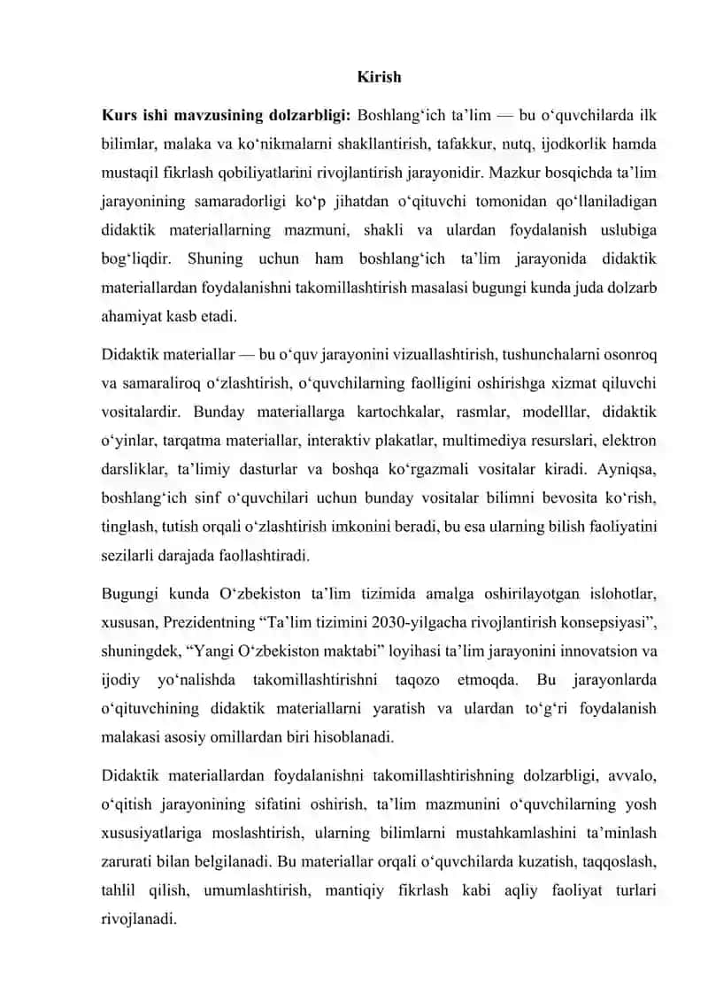 Boshlang'ich ta'lim jarayonida didaktik materiallardan foydalanishni takomillashtirish yo'llari 2