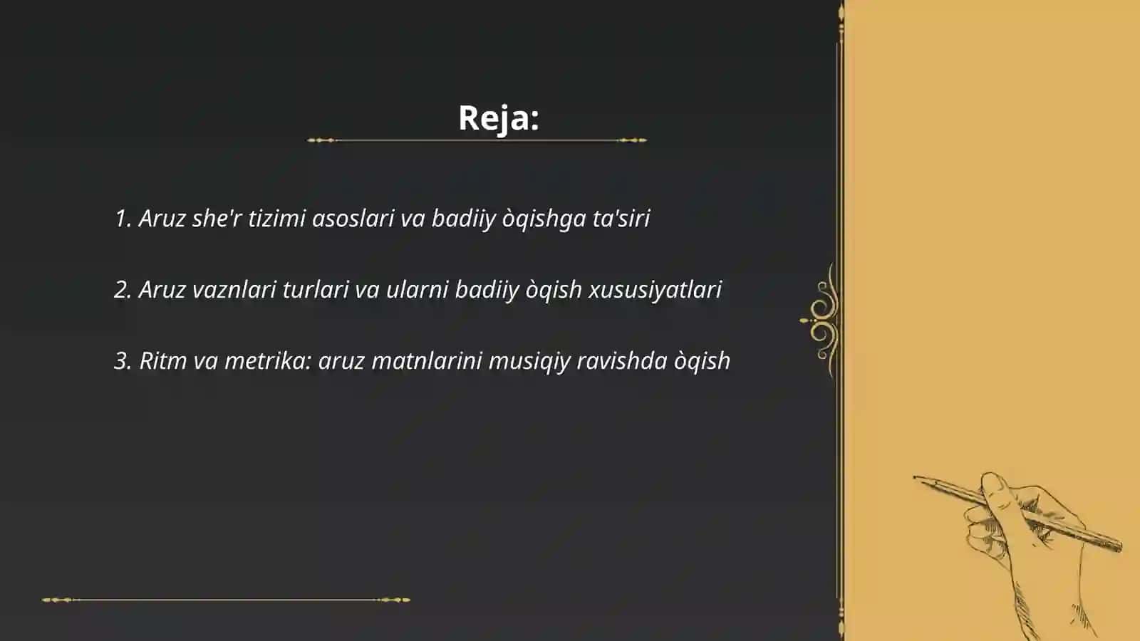 Aruz she'r tizimidagi matnlarni badiiy òqish 2
