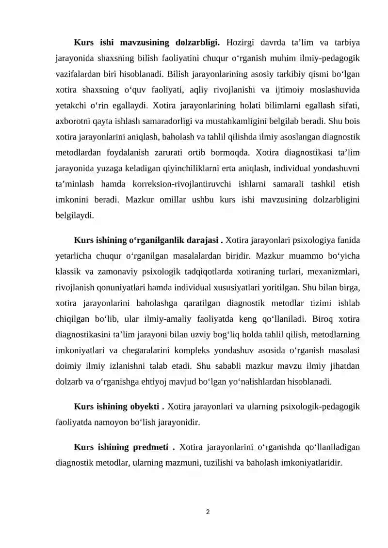Xotira jarayonlarini oʻrganishda diagnostik metodlar 2