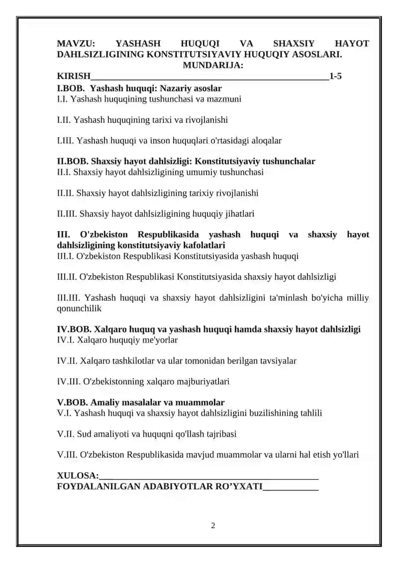Yashash huquqi va shaxsiy hayot dahlsizligining konstitutsiyaviy huquqiy asoslari 2