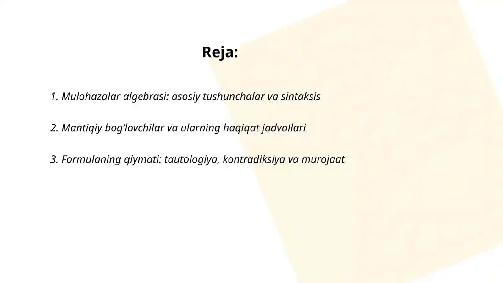 Mulohazalar algebrasi formulalari 2