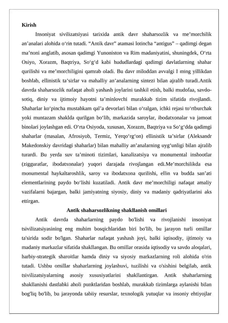 Antik davr shaharsozlik va me’morchilik an’analari 2
