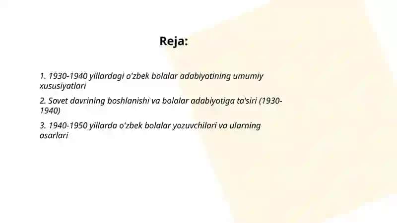 O'tgan asrning 30-40 yillaridagi o'zbek bolalar adabiyoti 2