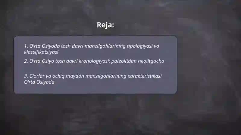O'rta Osiyodagi tosh davriga oid manzilgohlar va ularning o'rganilishi 2