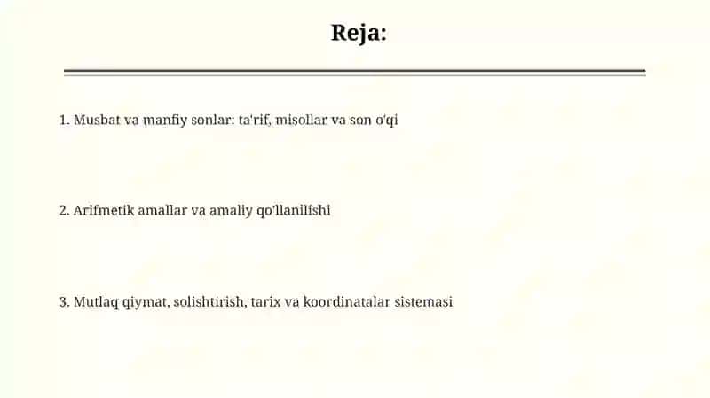 Musbat va manfiy son tushunchasi 2