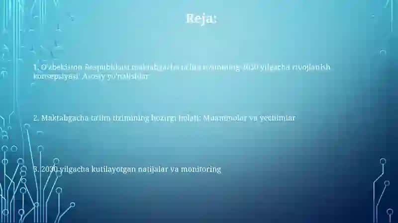 O'zbekiston Respublikasi maktabgacha ta'lim tizimini 2030-yilgacha rivojlanish konsepsiyasi 2