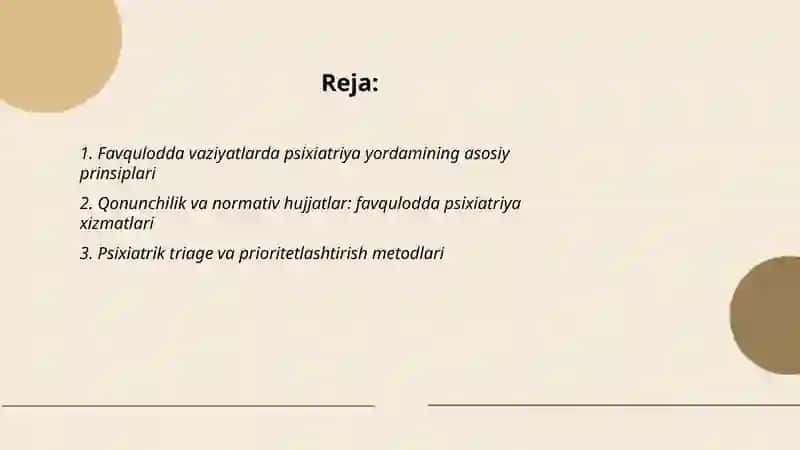 Favqulodda vaziyatlarda psixiatriya yordamini tashkil etish 2