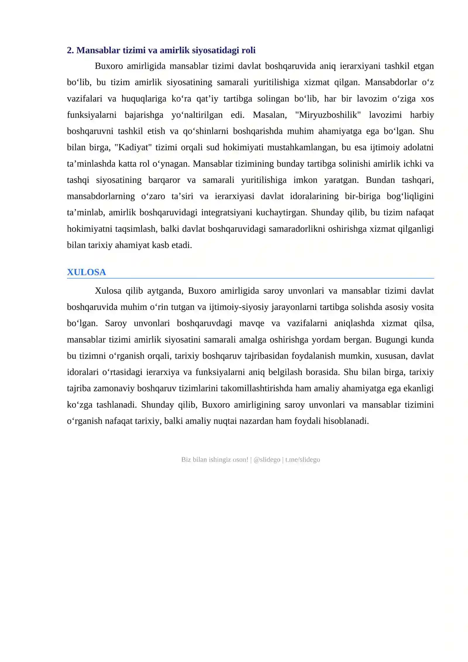 Buxoro amirligida saroy unvonlari va mansablari 2