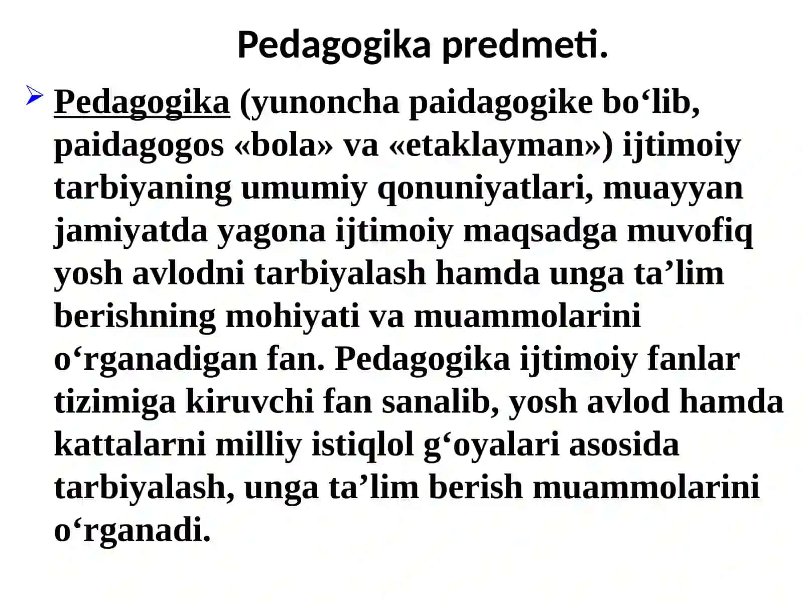 Maxsus pedagogika maqsadi, vazifalari, tarixi va soha sifatida jamiyatdagi o‘rni. 2